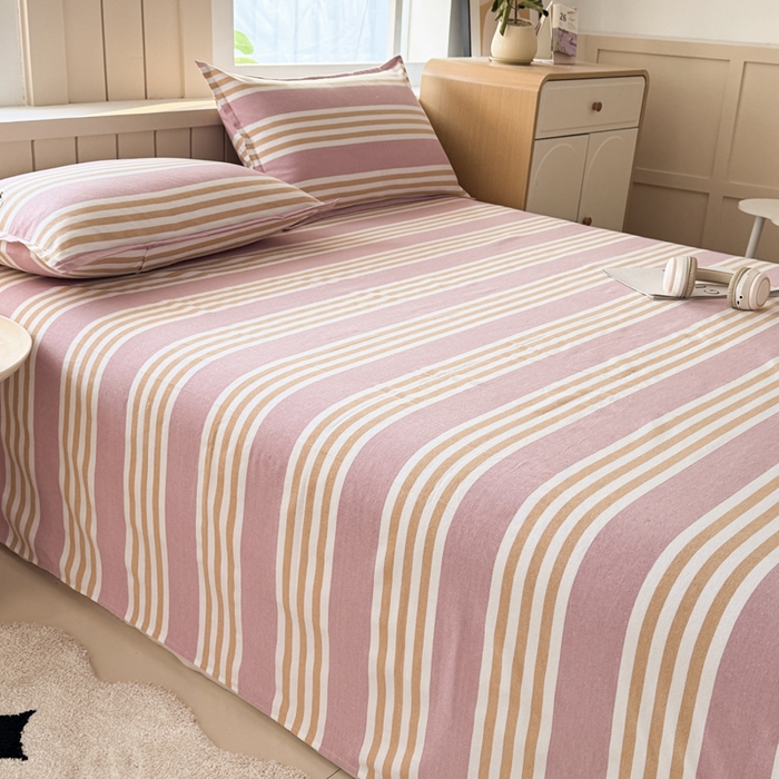 91家纺网 家纺一手货源 找家纺 金泰莱 2025新款色织老粗布四件套全棉四件套纯棉四件套 粉恋