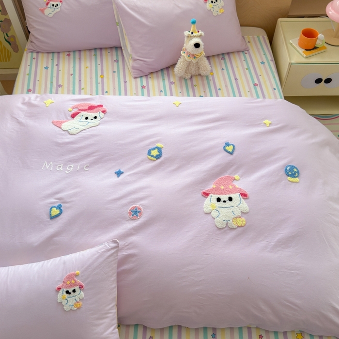 91家纺网 家纺一手货源 找家纺 如意朵2025新款全棉毛巾绣四件套 魔法师