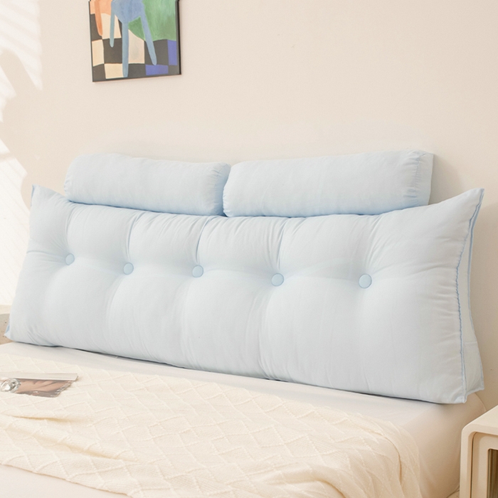 91家纺网 家纺一手货源 找家纺 2025新款高级感床头大靠垫三角床上靠枕护腰榻榻米靠背浅粉沙发软包拆洗 浅蓝