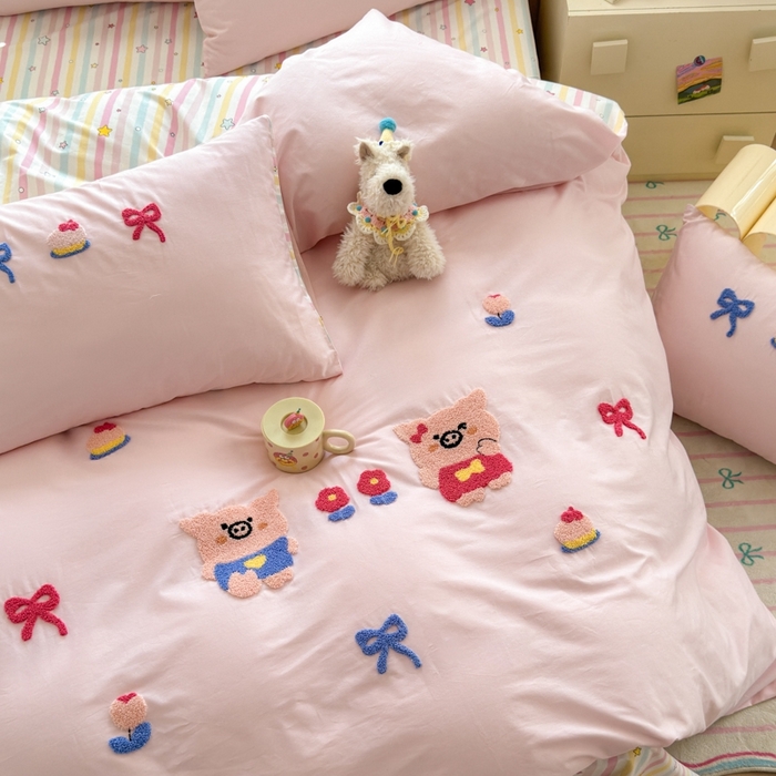 91家纺网 家纺一手货源 找家纺 如意朵2025新款全棉毛巾绣四件套 诸事顺意