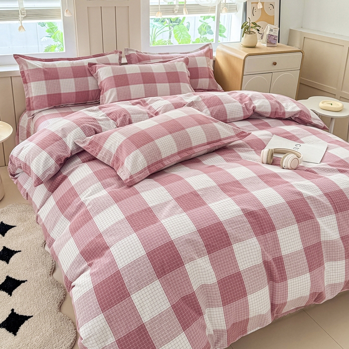 91家纺网 家纺一手货源 找家纺 金泰莱 2025新款色织老粗布四件套全棉四件套纯棉四件套 樱络