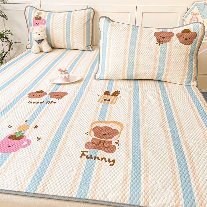 91家纺网 家纺一手货源 找家纺 川悦生活 2025新款大版冰豆豆凉豆豆凉席 爱生活的小熊