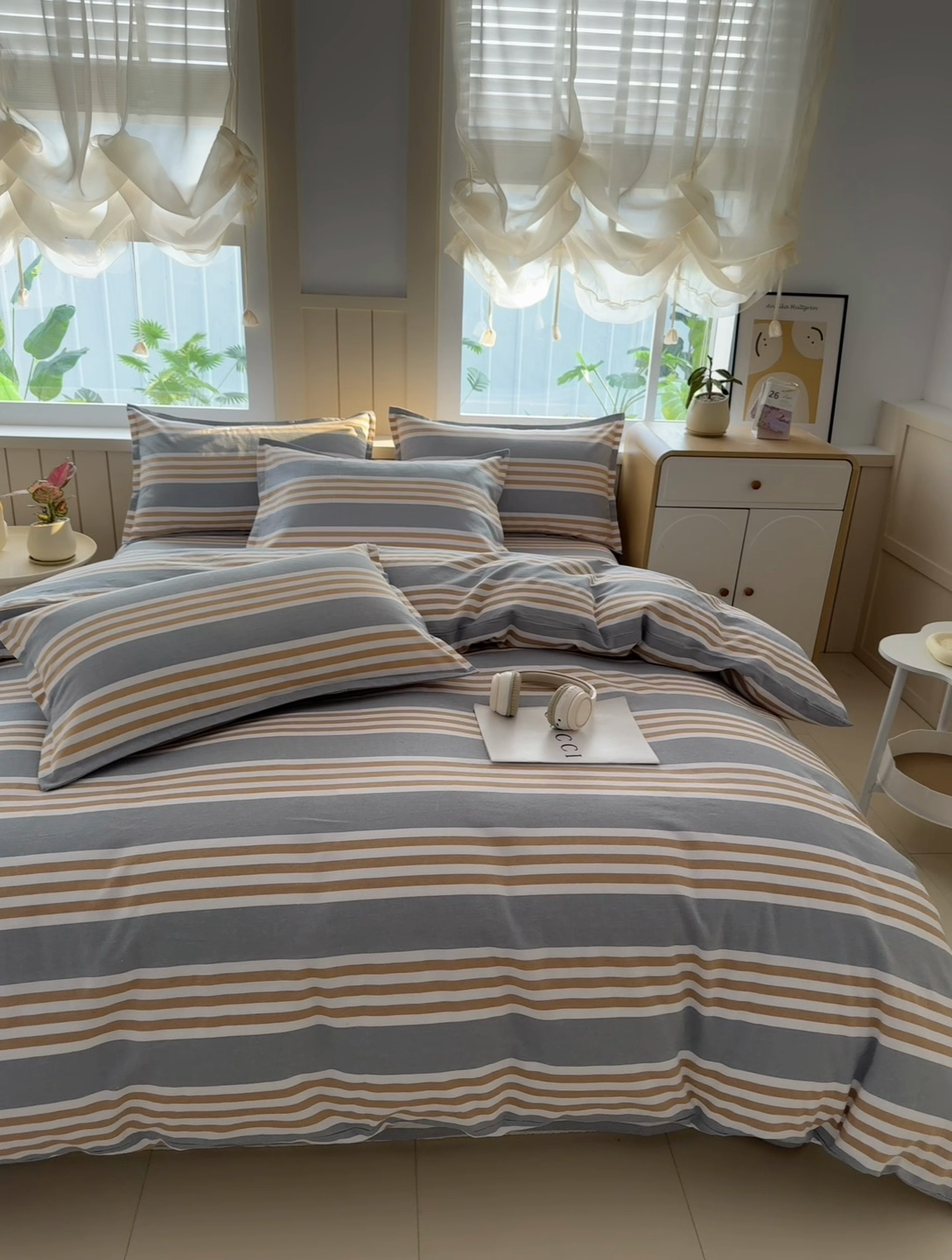 91家纺网 家纺一手货源 找家纺 金泰莱 2025新款色织老粗布四件套全棉四件套纯棉四件套 迟暮