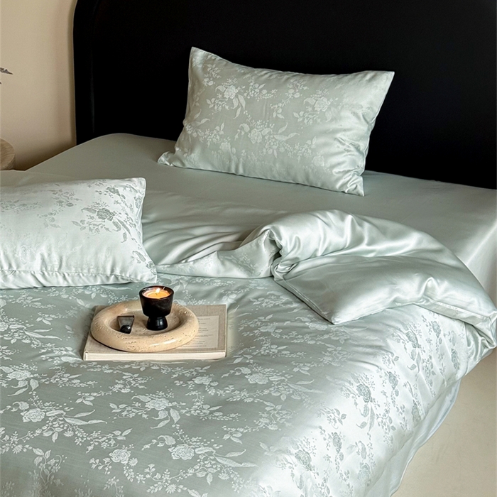 91家纺网 家纺一手货源 找家纺 FORTWO2025新款60支兰精天丝浮雕提花四件套		 满庭芳