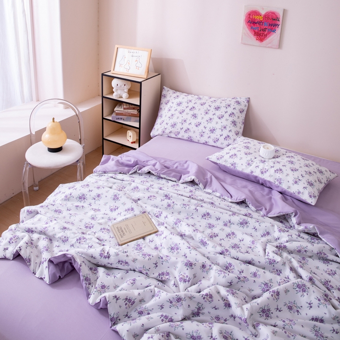 91家纺网 家纺一手货源 找家纺 南北家居 2025新款针织棉双层纱夏被四件套 芬芳物语