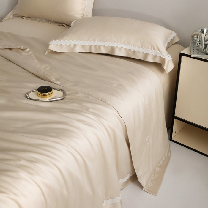 91家纺网 家纺一手货源 找家纺 桂雅居2025新款80支进口莱赛尔双丝夏被-达芙妮 云雾金