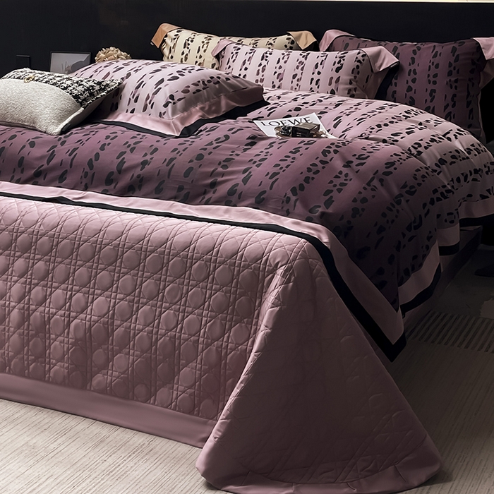 91家纺网 家纺一手货源 找家纺 爱妮菲2025新款高端轻奢A类母婴级天丝棉印花四件套纯棉全棉高端夏季丝滑裸睡长绒棉被套真丝床上用品   雨棠