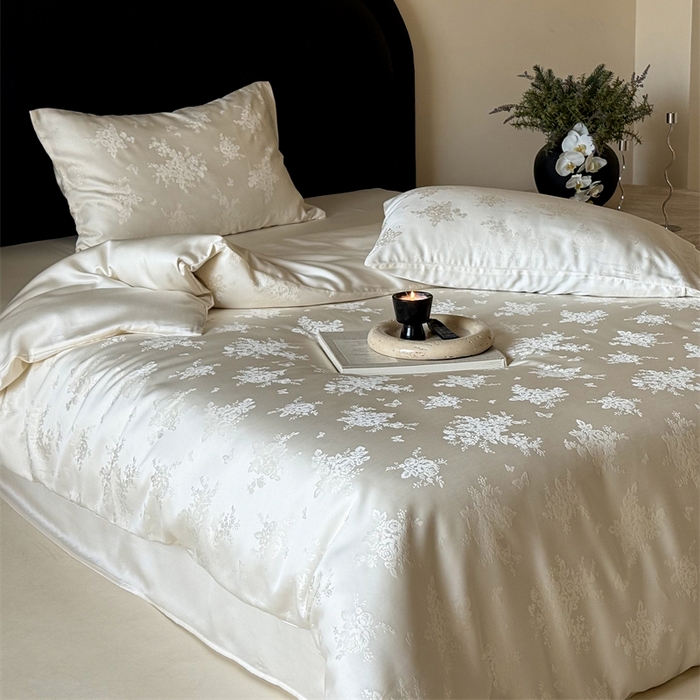 91家纺网 家纺一手货源 找家纺 FORTWO2025新款60支兰精天丝浮雕提花四件套		 仙本娜