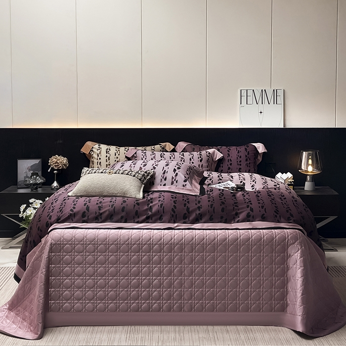 91家纺网 家纺一手货源 找家纺 爱妮菲2025新款高端轻奢A类母婴级天丝棉印花四件套纯棉全棉高端夏季丝滑裸睡长绒棉被套真丝床上用品   雨棠