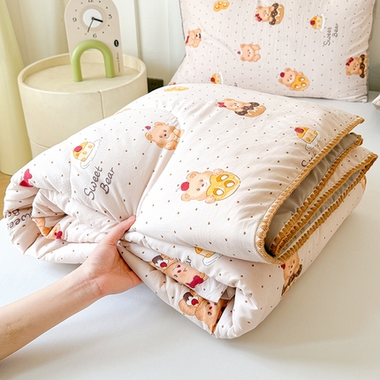 熙宴家纺 2025新款A类水洗双层纱100%新疆棉花印花夏被空调被夏凉被 小熊蛋糕