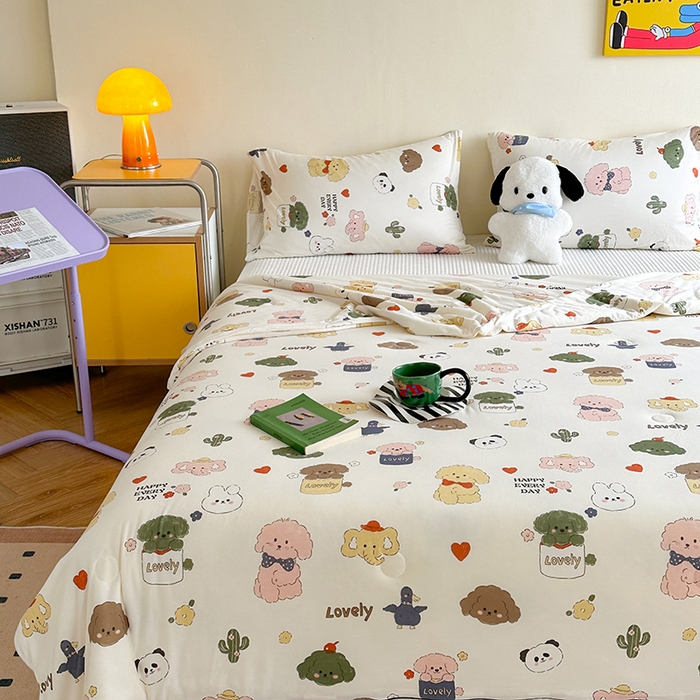 91家纺网 家纺一手货源 找家纺 麦伦家居 2025新款云柔针织棉大豆夏凉被 宠物小狗