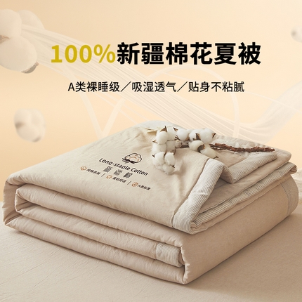 91家纺网 家纺一手货源 找家纺 创优家纺 2025新款无印风格子新疆棉夏被空调被纯棉花被夏被子薄被芯水洗棉包检测 新疆棉-卡其