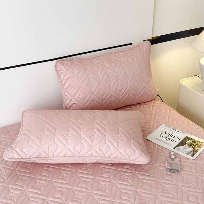 91家纺网 家纺一手货源 找家纺 云雀   2025新款舒适莱赛尔天丝夹棉床笠 菱格床笠-豆沙