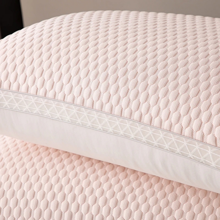 91家纺网 家纺一手货源 找家纺 亦帆枕芯  2025新款夏季凉感豆豆冰丝枕透气网边立体枕头枕芯 粉色高枕一只