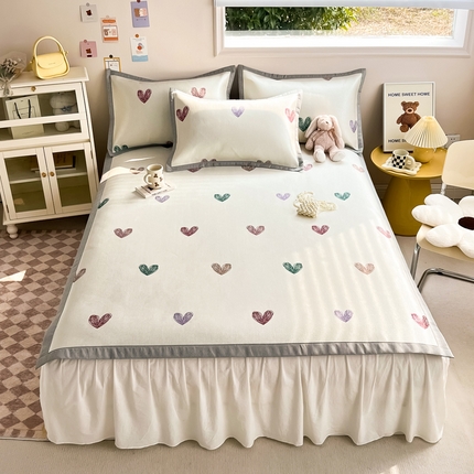 91家纺网 家纺一手货源 找家纺 典曼家纺 2025春夏新款250D冰丝宽边圆网冰丝凉席席子 邂逅