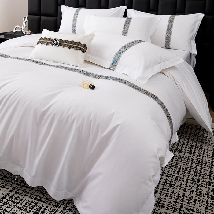 91家纺网 家纺一手货源 找家纺 （总）优必恩 2025新款高支高密民宿酒店织带款四件套套件