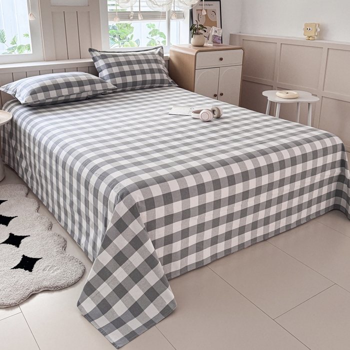 91家纺网 家纺一手货源 找家纺 金泰莱 2025新款色织老粗布四件套全棉四件套纯棉四件套 棋盘