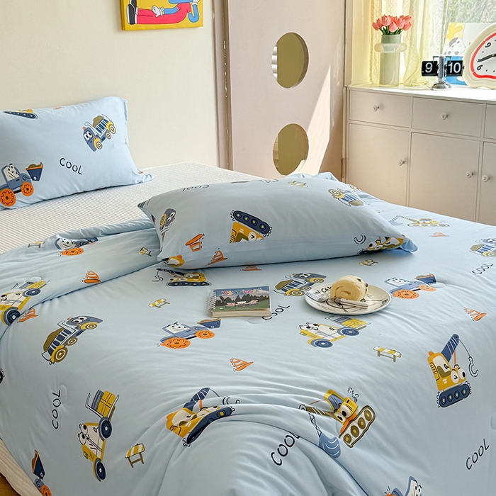 91家纺网 家纺一手货源 找家纺 麦伦家居 2025新款云柔针织棉大豆夏凉被 工程车