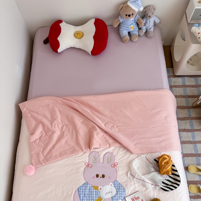 91家纺网 家纺一手货源 找家纺 （总）喜多兔2025新款高精密人字棉贴布绣奶里奶气夏被夏凉被