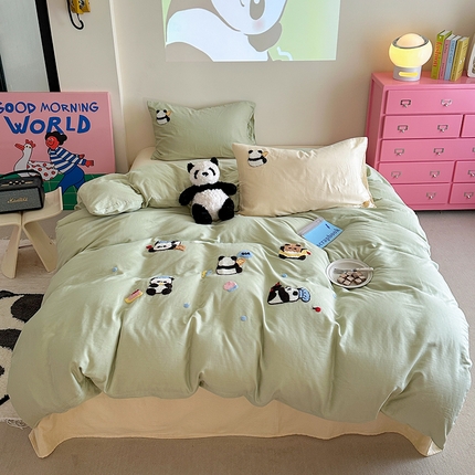 TT.one 塔塔家居 2025新款全棉双层纱毛巾绣萌宠系列四件套 福气团团