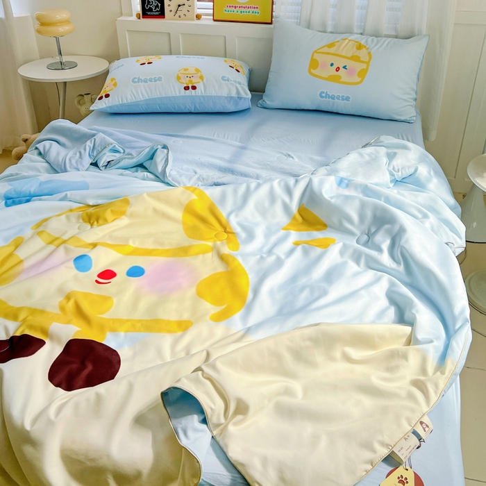 91家纺网 家纺一手货源 找家纺 海岛哥哥 2025新款水洗棉大版卡通夏被 黄油芝士