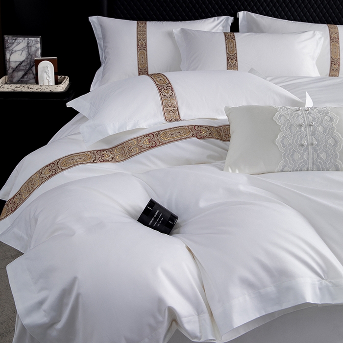 91家纺网 家纺一手货源 找家纺 优必恩 2025新款高支高密民宿酒店织带款四件套套件 花儿黄