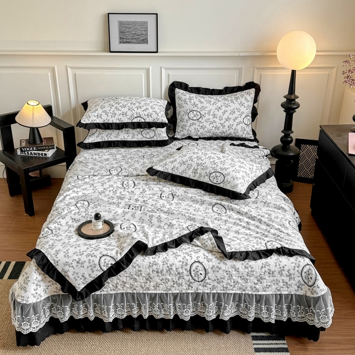 91家纺网 家纺一手货源 找家纺 绣女坊 2025新款夏被款床盖四件套 花艺