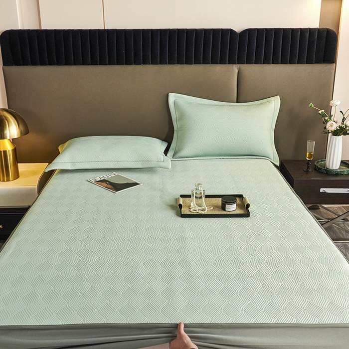 91家纺网 家纺一手货源 找家纺 桂雅居 2025新款高科技冷凝高分子超速凉感软席三件套 抹茶绿