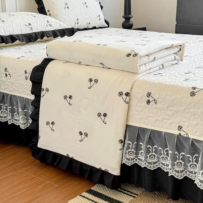 91家纺网 家纺一手货源 找家纺 绣女坊 2025新款夏被款床盖四件套 樱桃