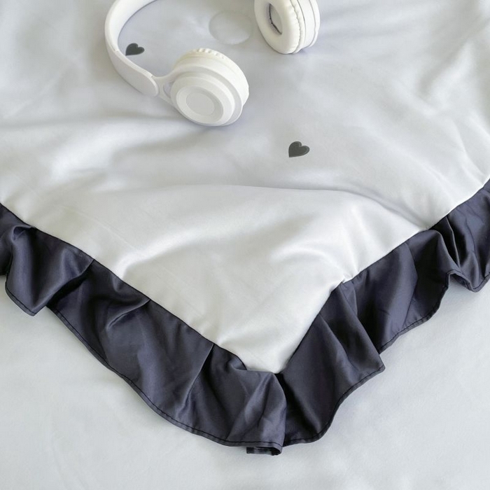 91家纺网 家纺一手货源 找家纺 绣女坊  2025新款水洗天丝夏被四件套 银色爱心