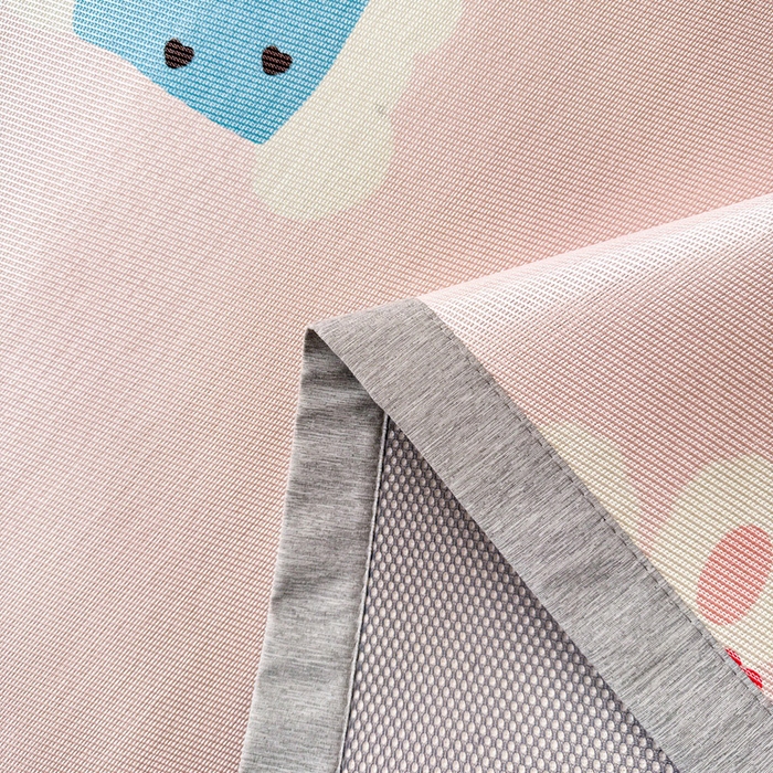 91家纺网 家纺一手货源 找家纺 典曼家纺 2025春夏新款250D冰丝宽边圆网冰丝凉席席子 蛋糕兔子