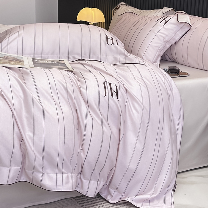 91家纺网 家纺一手货源 找家纺 （总）2025夏季A类天丝棉夹棉床盖床笠四件套全棉纯棉纯色长绒棉真丝保护罩高级感条纹床上用品