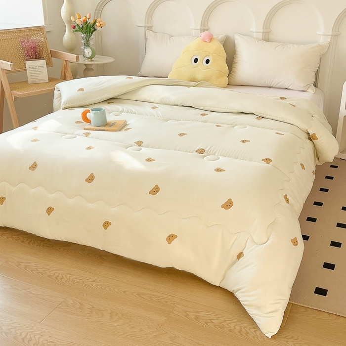 91家纺网 家纺一手货源 找家纺 百花王2025新款原棉大豆被被子被芯 小熊头