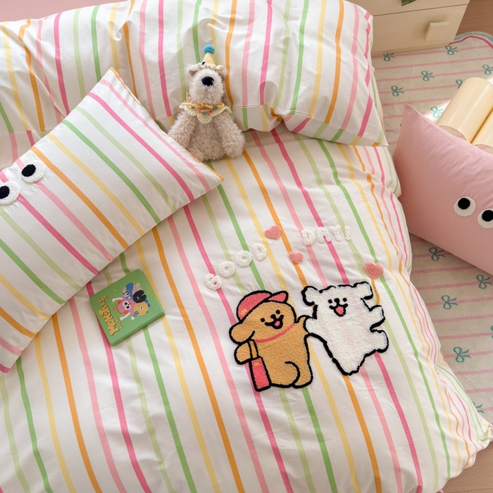 91家纺网 家纺一手货源 找家纺 如意朵2025新款全棉毛巾绣四件套 一起嗨