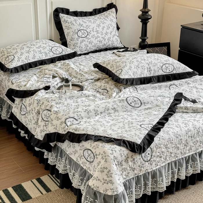 91家纺网 家纺一手货源 找家纺 绣女坊 2025新款夏被款床盖四件套 花艺