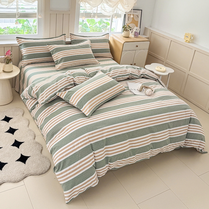 91家纺网 家纺一手货源 找家纺 金泰莱 2025新款色织老粗布四件套全棉四件套纯棉四件套 春燕