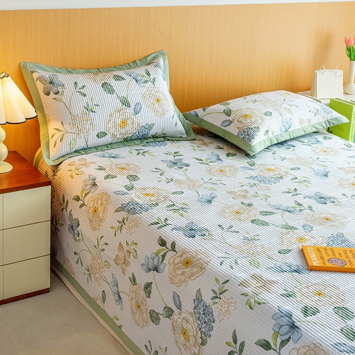 91家纺网 家纺一手货源 找家纺 晨晨家纺2025新款双面全棉夏被四件套 清新悦语