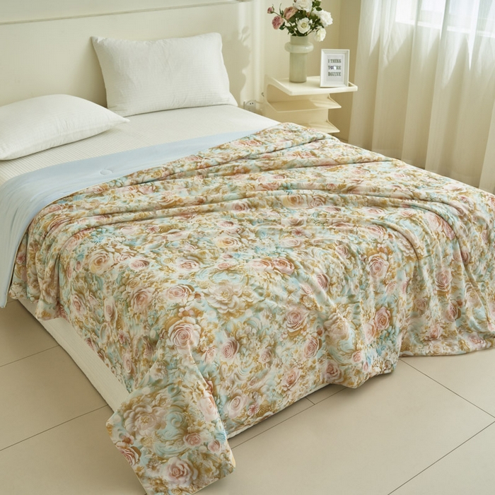 91家纺网 家纺一手货源 找家纺 子由家居 2025新款5D凉感大豆夏被 5D-玫瑰绿