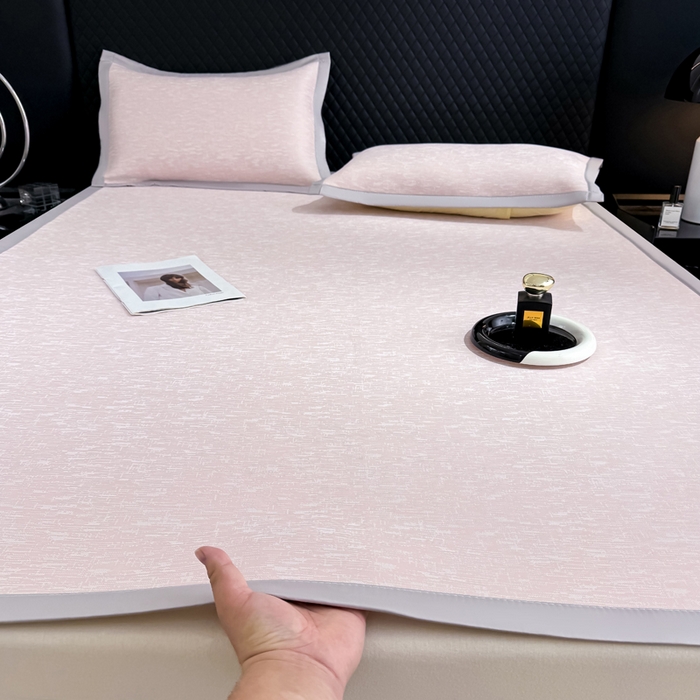 91家纺网 家纺一手货源 找家纺 小萌虎 2025新款PE高分子凉感大提花凉席席子 梦境-粉