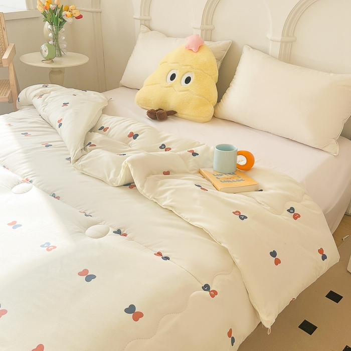 91家纺网 家纺一手货源 找家纺 百花王2025新款原棉大豆被被子被芯 爱心红兰