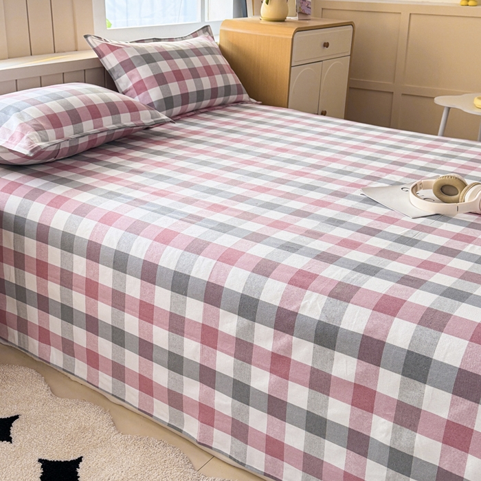 91家纺网 家纺一手货源 找家纺 金泰莱 2025新款色织老粗布四件套全棉四件套纯棉四件套 花格