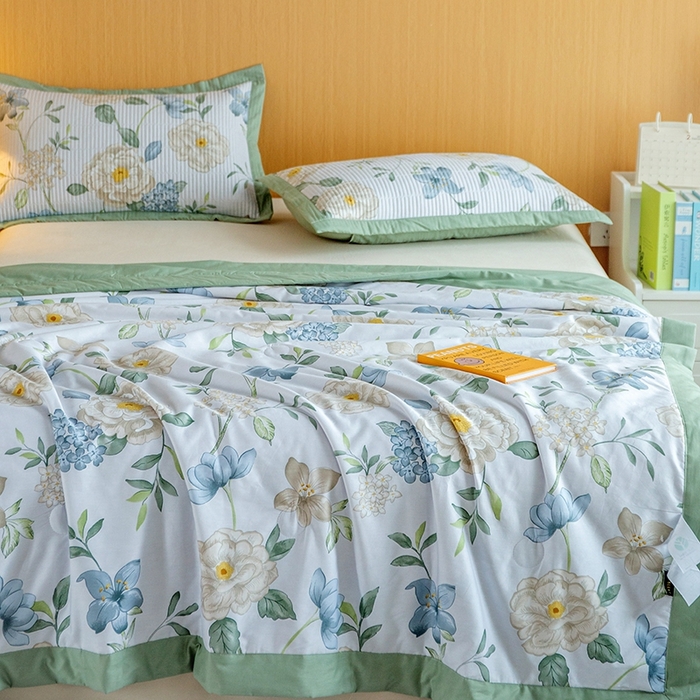 91家纺网 家纺一手货源 找家纺 晨晨家纺2025新款双面全棉床盖款三件套 清新悦语