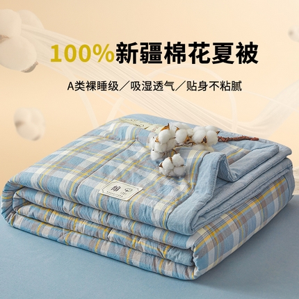 91家纺网 家纺一手货源 找家纺 （总）创优家纺 2025新款无印风格子新疆棉夏被空调被纯棉花被夏被子薄被芯水洗棉包检测