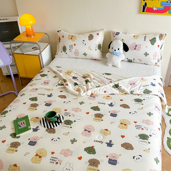 91家纺网 家纺一手货源 找家纺 麦伦家居 2025新款云柔针织棉大豆夏凉被 宠物小狗