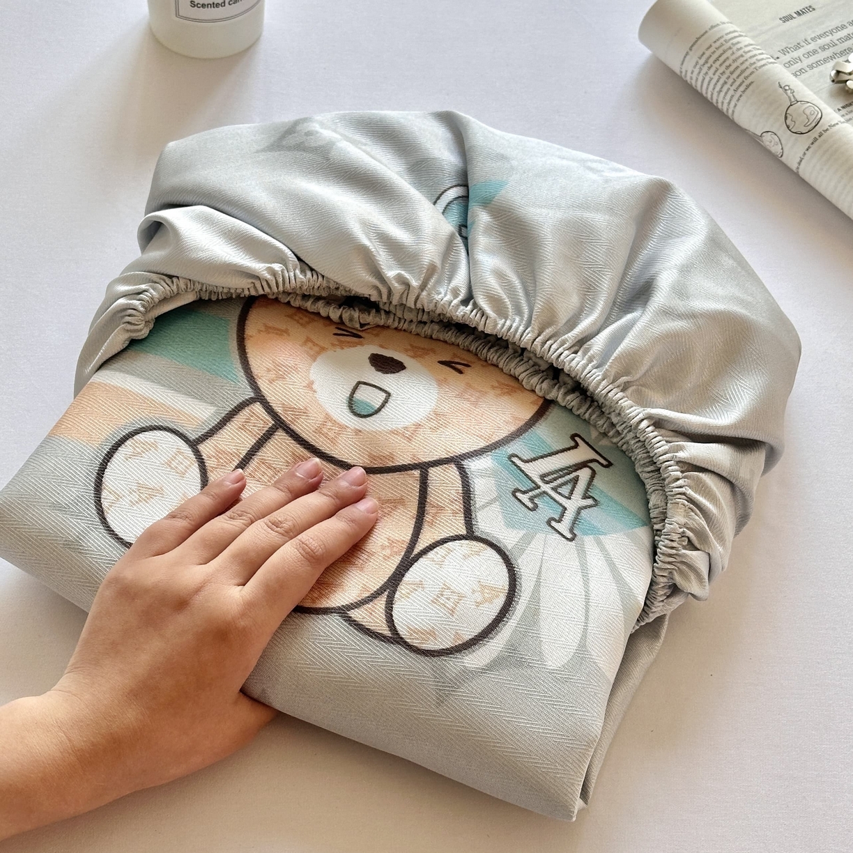 91家纺网 家纺一手货源 找家纺 乐居家纺 2025新款亲肤舒适活性印染水洗冰丝床笠 米妮兔-卡