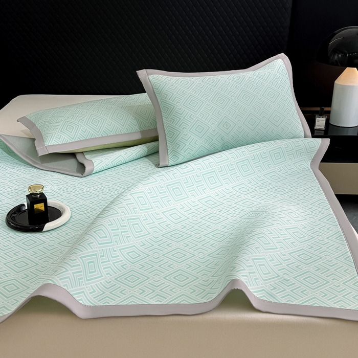 91家纺网 家纺一手货源 找家纺 小萌虎 2025新款PE高分子凉感大提花凉席席子 轻奢