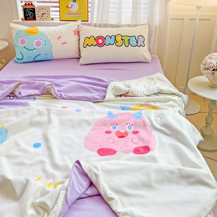 91家纺网 家纺一手货源 找家纺 海岛哥哥 2025新款水洗棉大版卡通夏被 幸运小乖