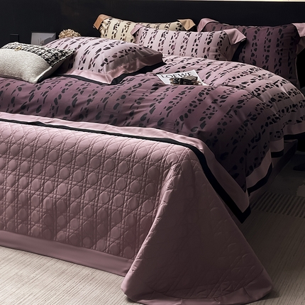 91家纺网 家纺一手货源 找家纺 爱妮菲2025新款高端轻奢A类母婴级天丝棉印花四件套纯棉全棉高端夏季丝滑裸睡长绒棉被套真丝床上用品   雨棠