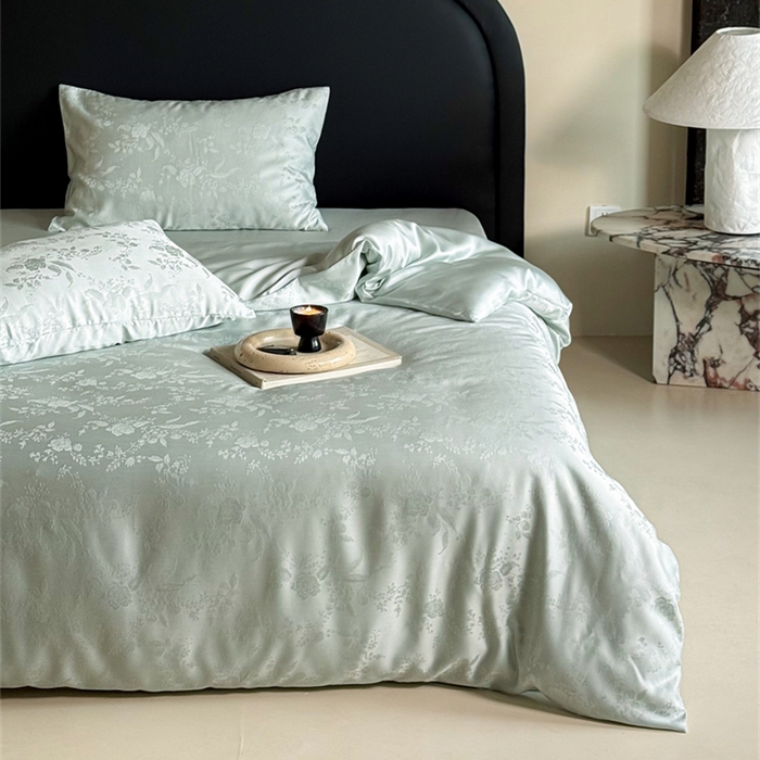 91家纺网 家纺一手货源 找家纺 FORTWO2025新款60支兰精天丝浮雕提花四件套		 满庭芳