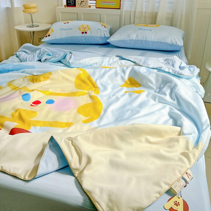 91家纺网 家纺一手货源 找家纺 海岛哥哥 2025新款水洗棉大版卡通夏被 黄油芝士